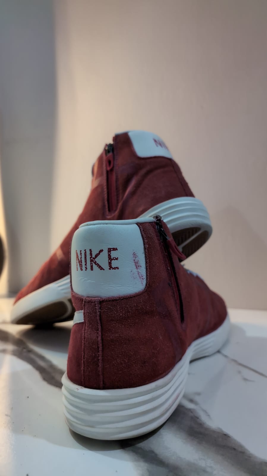 Pre-Loved Nike Burgundy & White High-Top Sneakers image 1