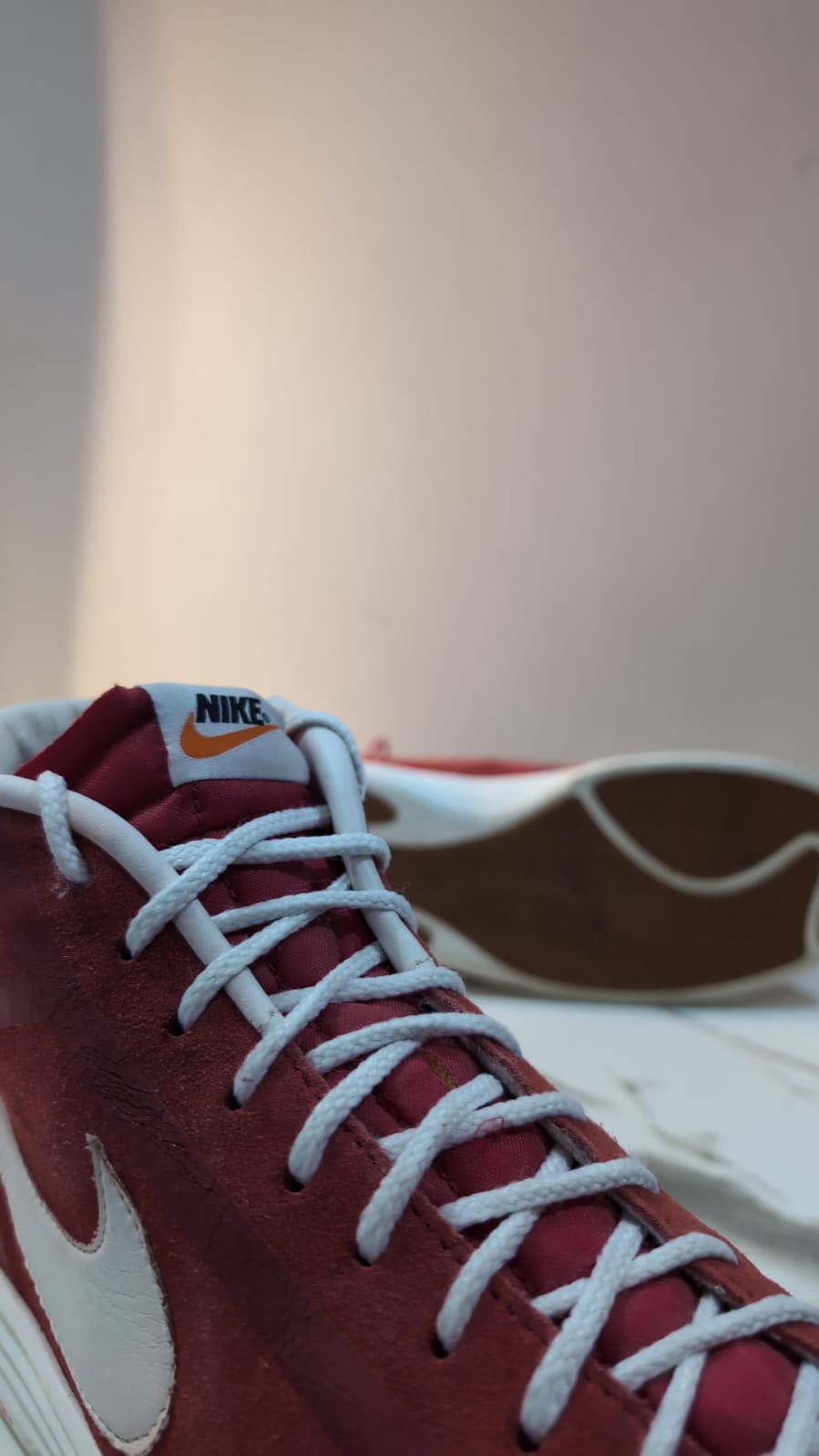 Pre-Loved Nike Burgundy & White High-Top Sneakers image 2