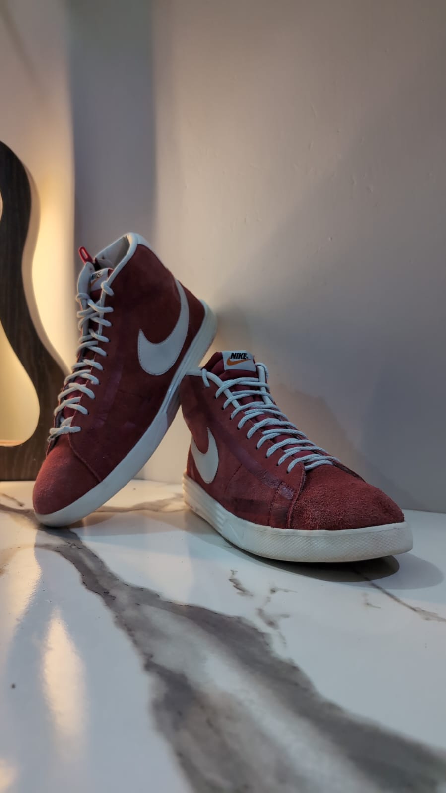 Pre-Loved Nike Burgundy & White High-Top Sneakers image 4