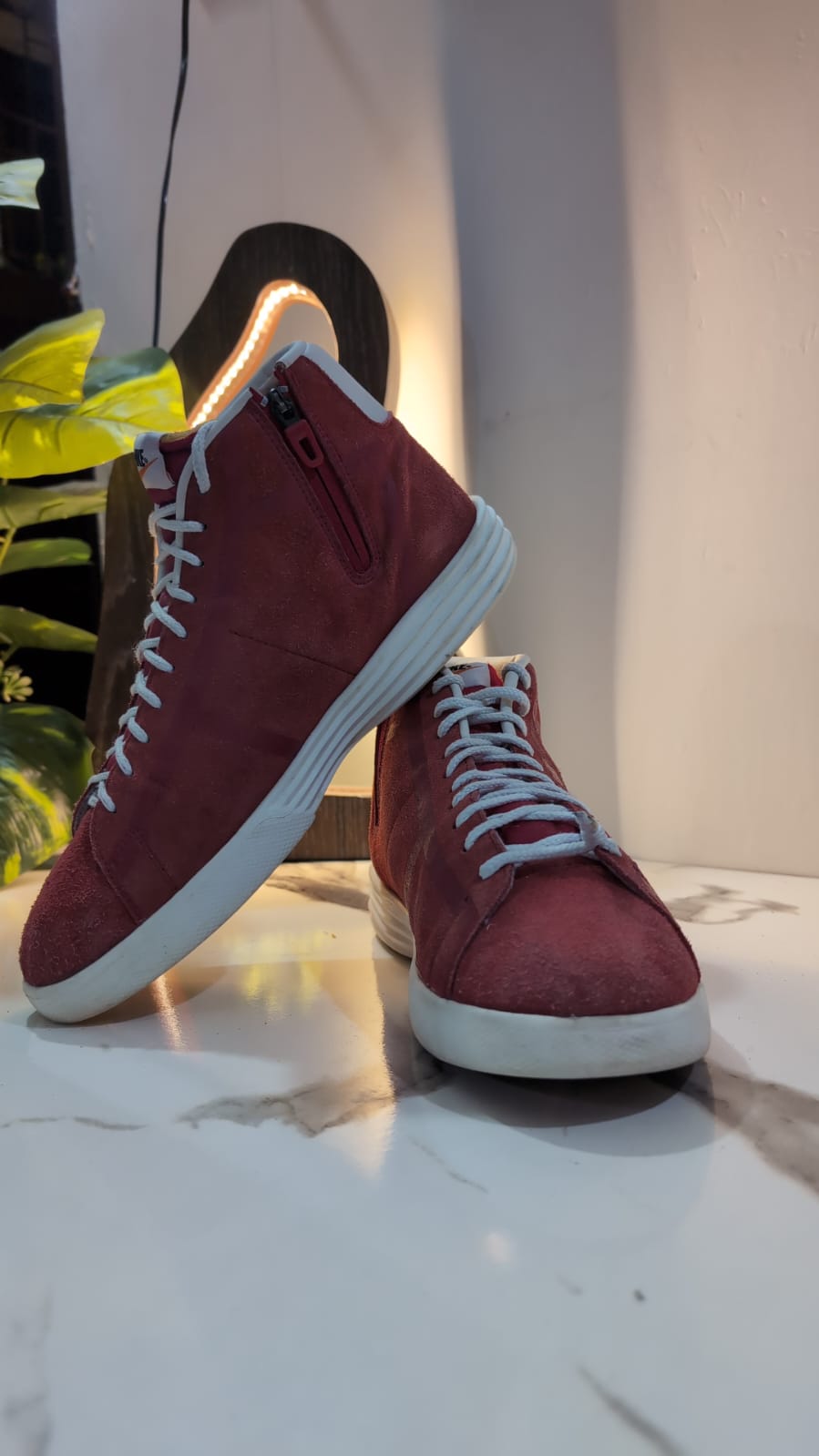 Pre-Loved Nike Burgundy & White High-Top Sneakers image 3